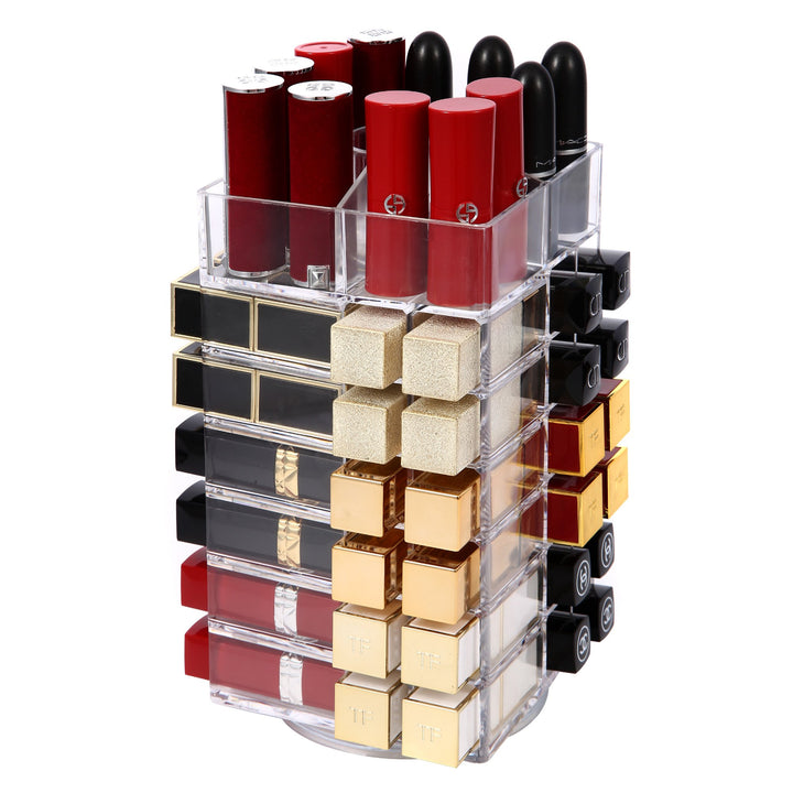 FSyueyun Glass Lipstick Organizer Holder with 24 Slot, Dust Free Vanity Lip  Gloss Lipstick Eye Liner Makeup Display Cases Decoration for Dresser