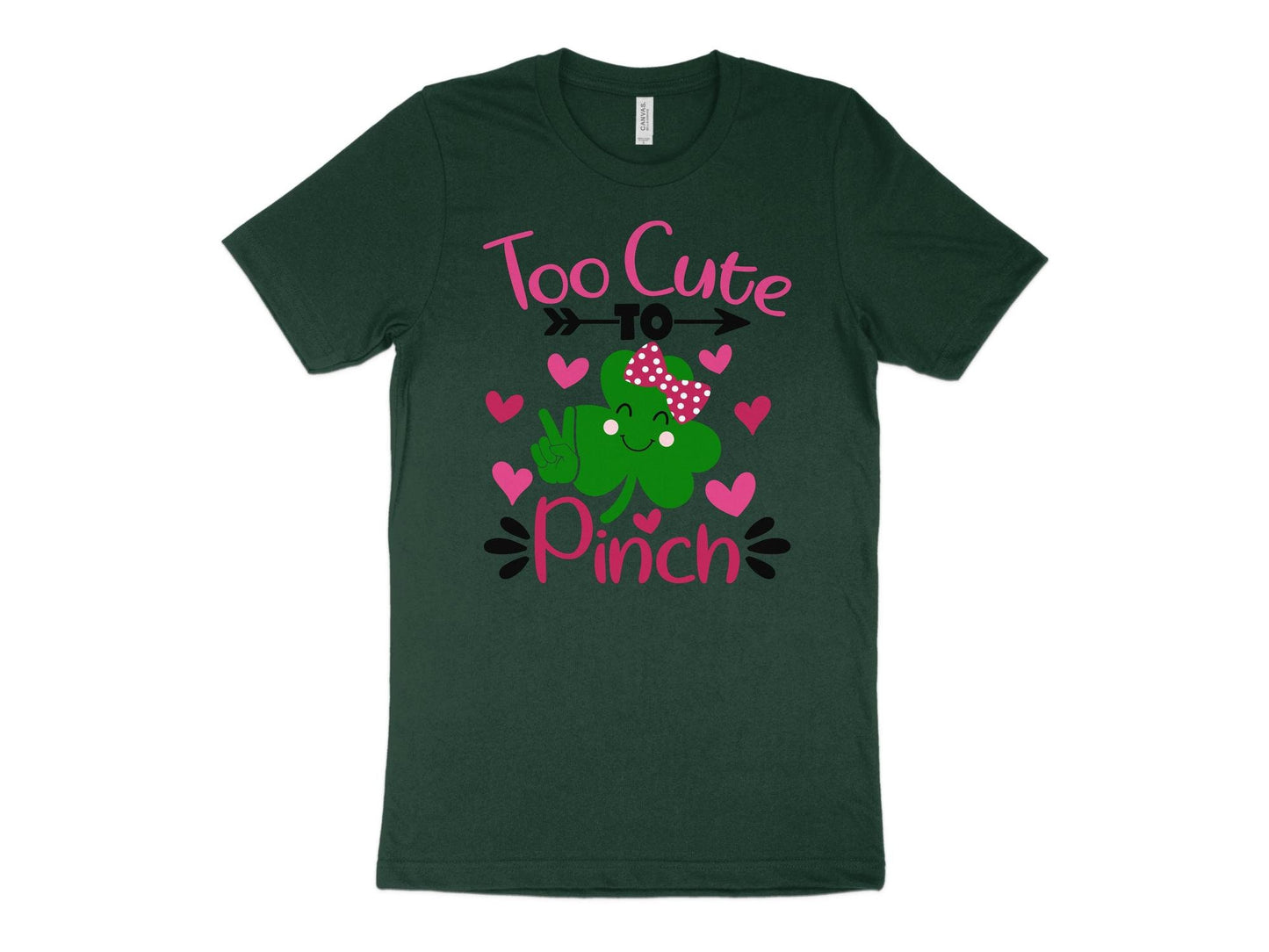 Too Cute To Pinch Pink Bow | St. Patrick's Day T-Shirt | Unisex Tee | Funny Shirt | St. Patty's Day