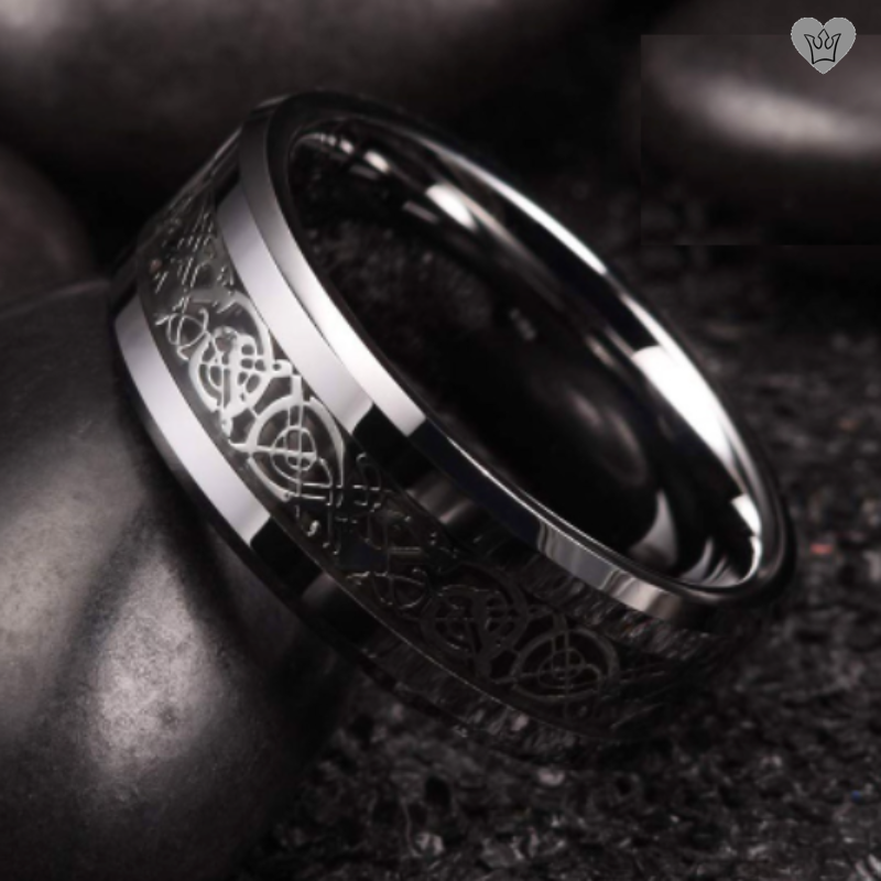 Bague Dragon Celte en Tungstène pour Homme