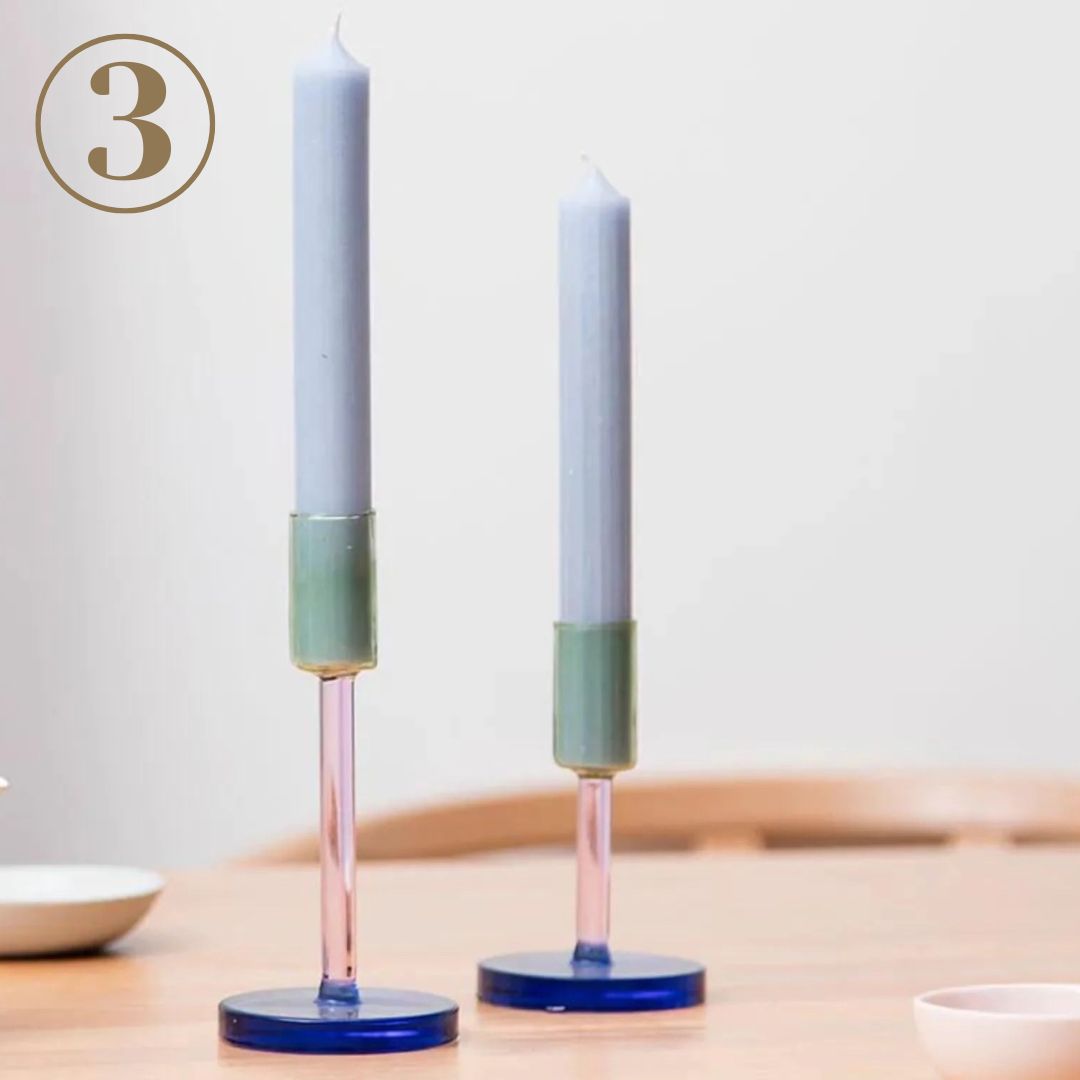 Block Design Glass Candlesticks