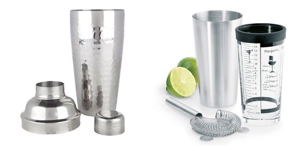 Hammered Steel Shaker from Viski and Boston Shaker from Blomus