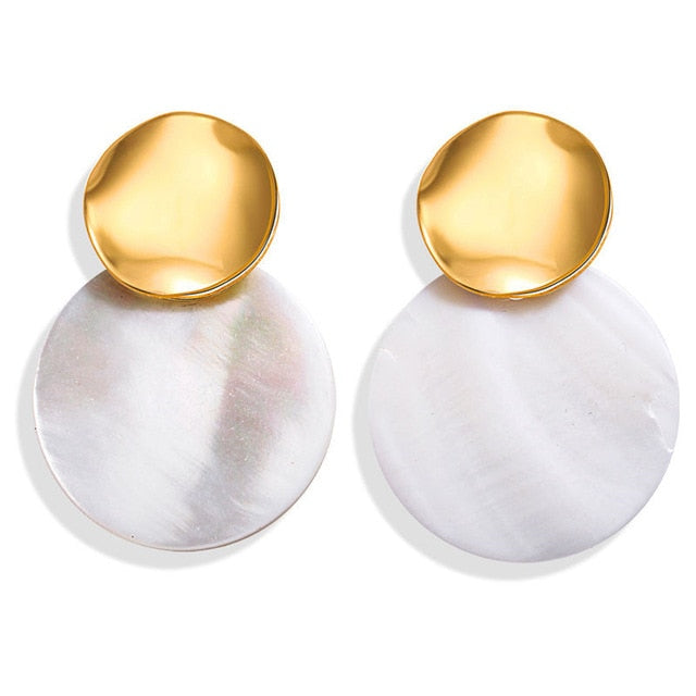 Simple fashion gold color Silver plated geometric big round Clip earri
