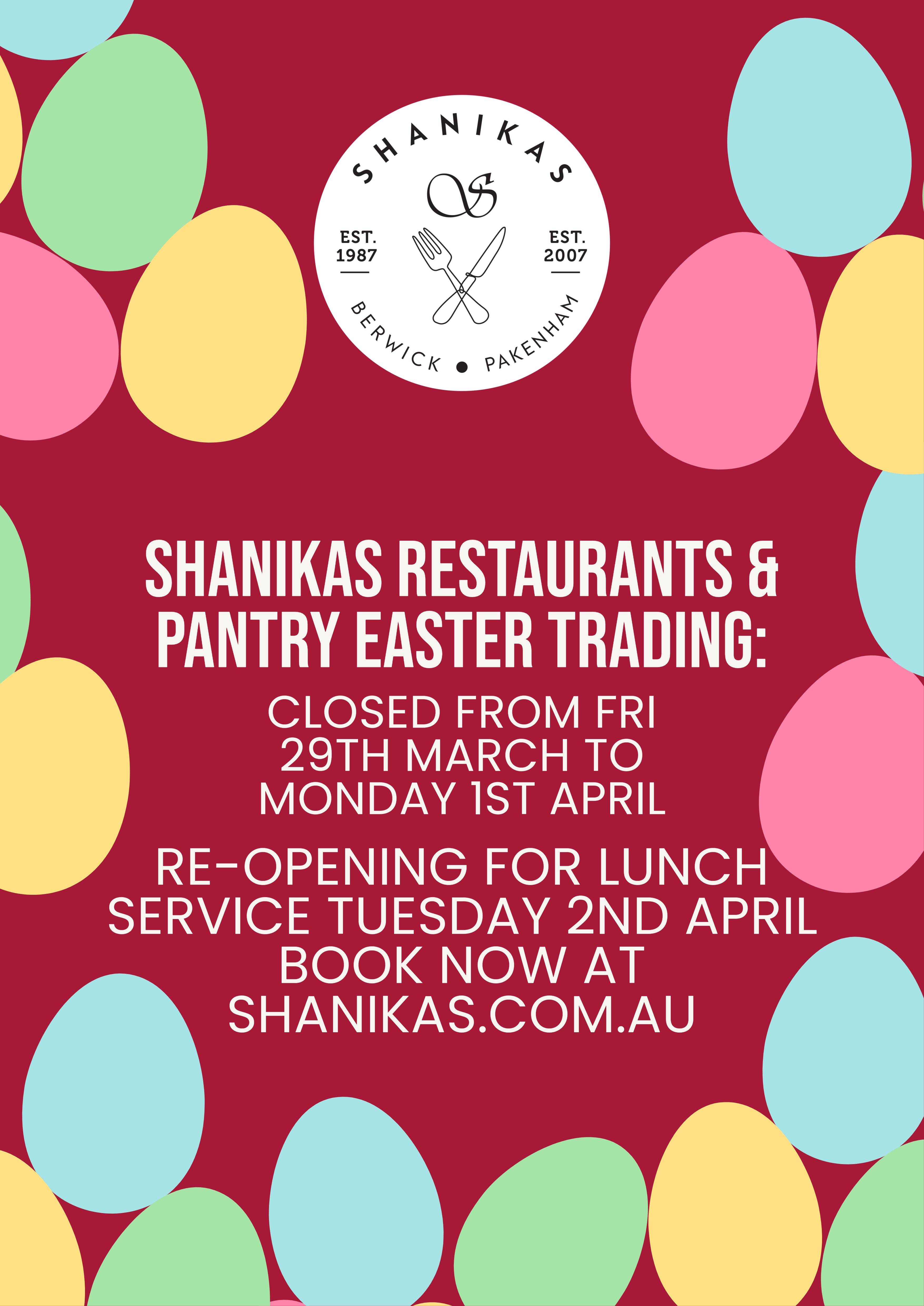 Shanikas Pantry Easter Closure Poster