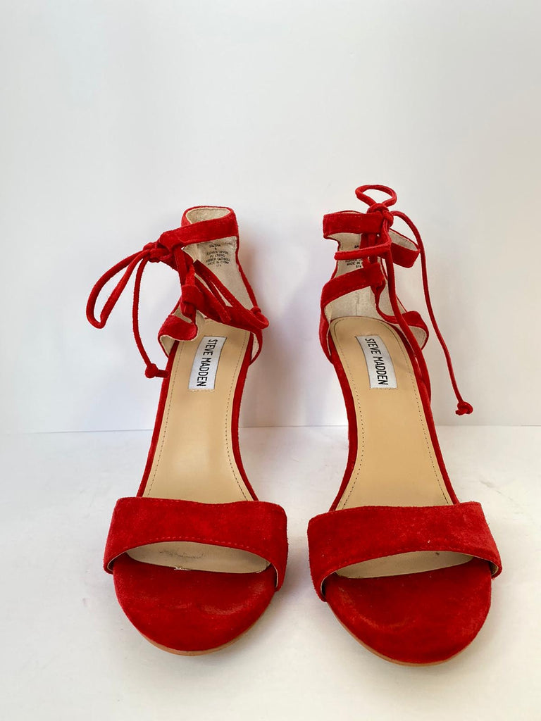 steve madden red strappy heels