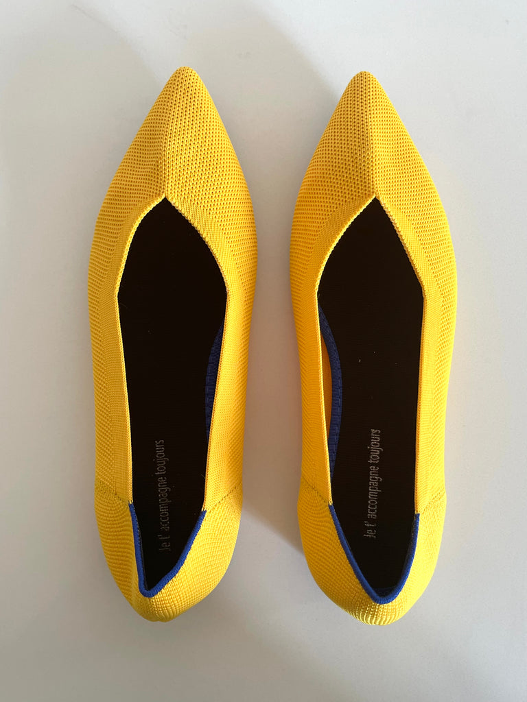 New J et’ Accompagne Toujours Yellow Flats Size 7