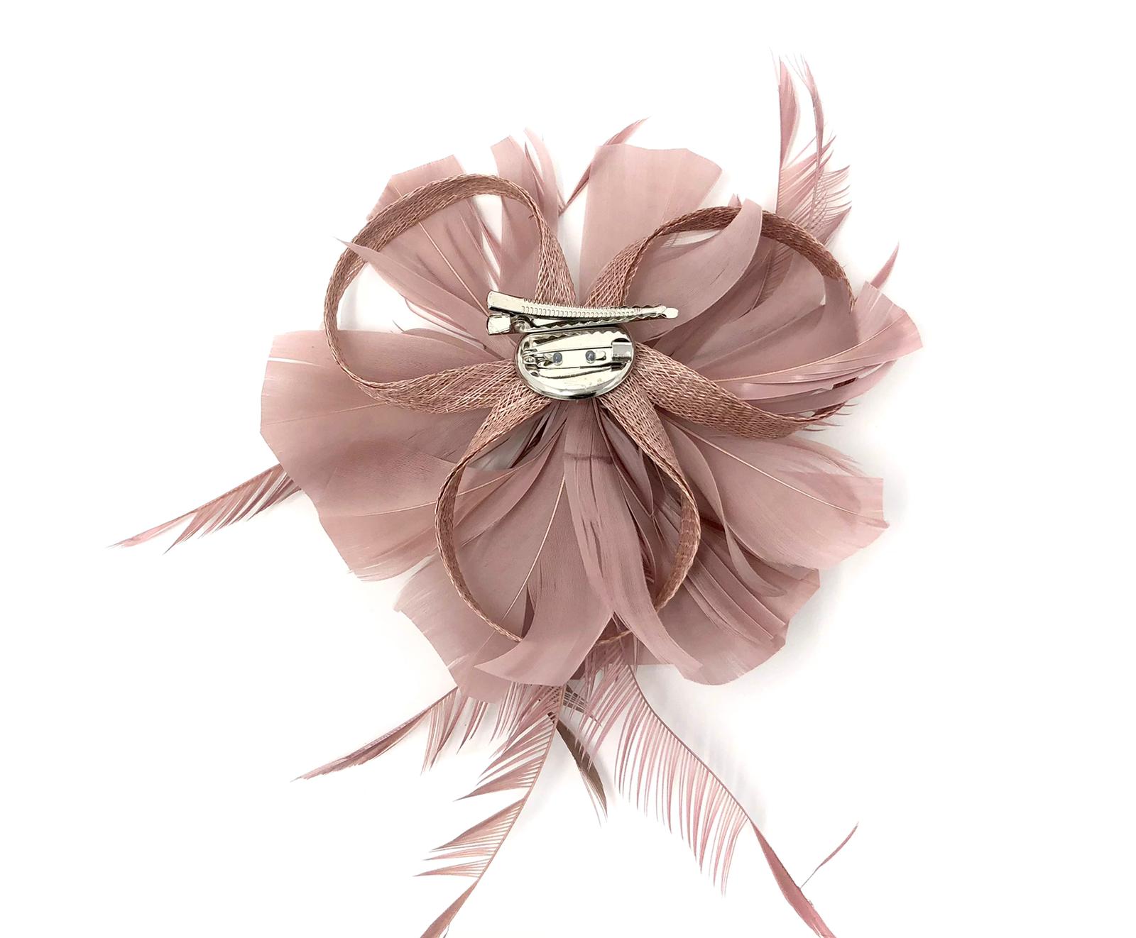 dusky pink and grey fascinator