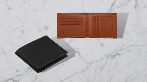 johnny fly brown and black leather fold wallet