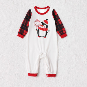 Family Matching Penguin Print Christmas Gamily Pajamas Set