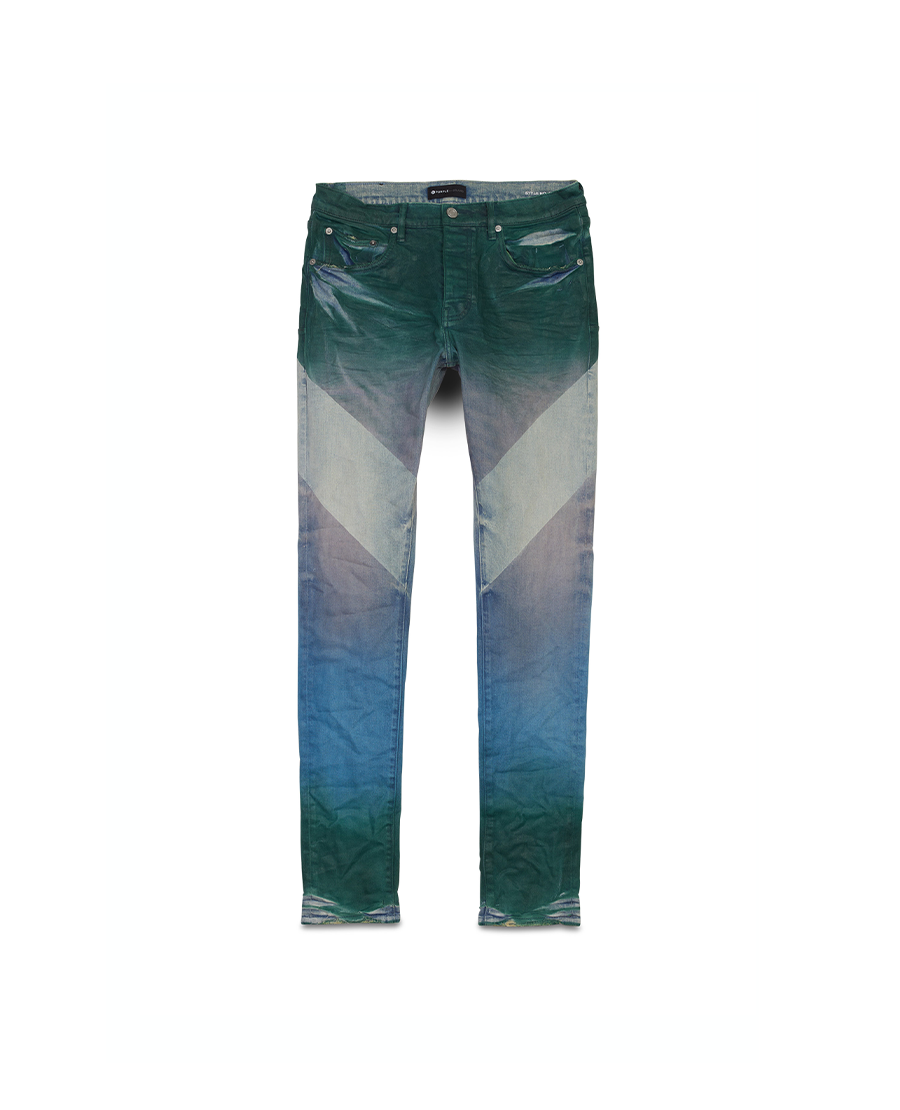 Purple-Brand Jeans - Flamestitch Digital Print - Multicolor Glitch