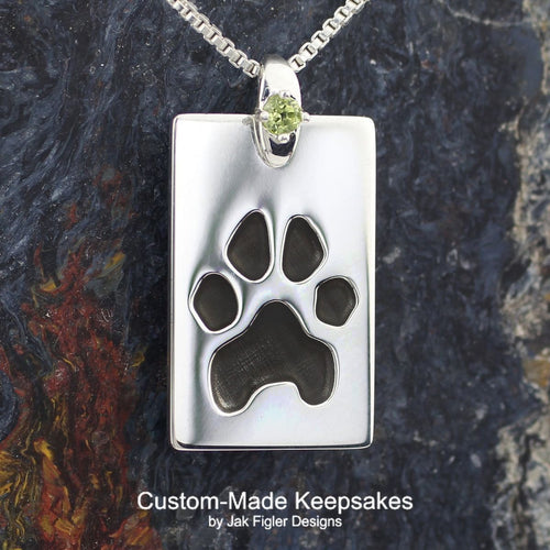 Paw Print Sterling Silver Pet Cremation Jewelry Pendant Necklace