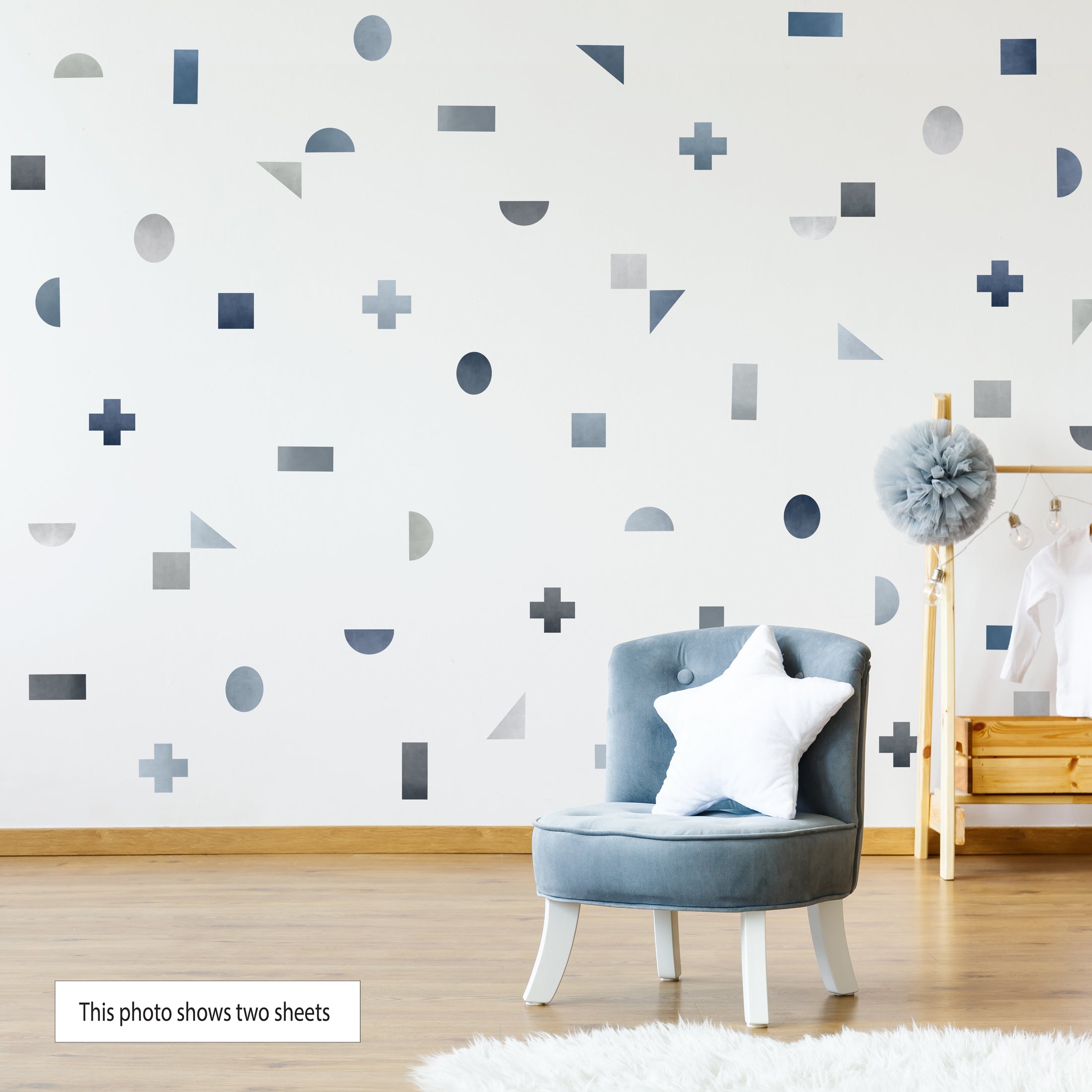 Geometric Watercolor Decals Gray Blue Wall Decals Peel And Stick Shapes Not Wallpaper