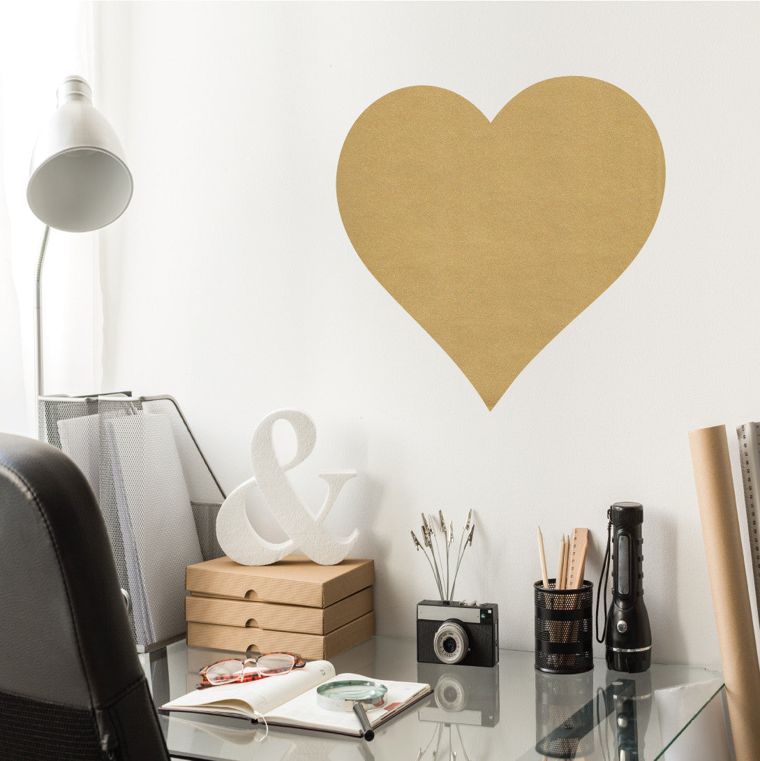 Large Metallic Silver or Gold Heart Vinyl Wall Decal