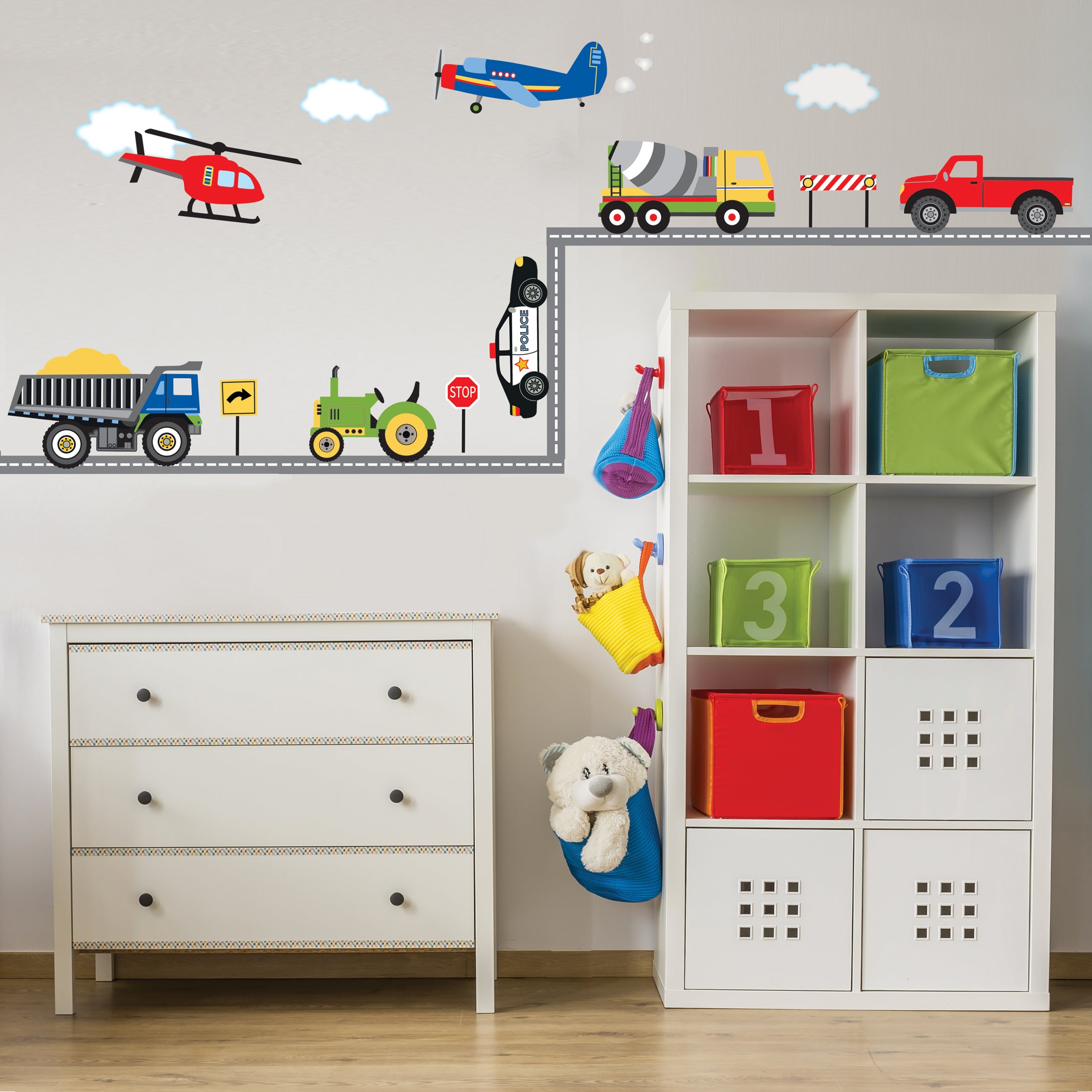 Wall Decals Trucks, Tractor and EMS Vehicles, Airplane and Helicopter