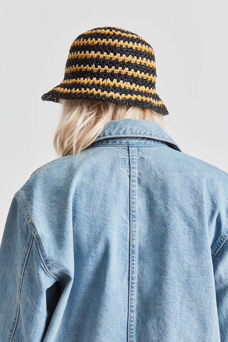 brixton essex raffia bucket hat