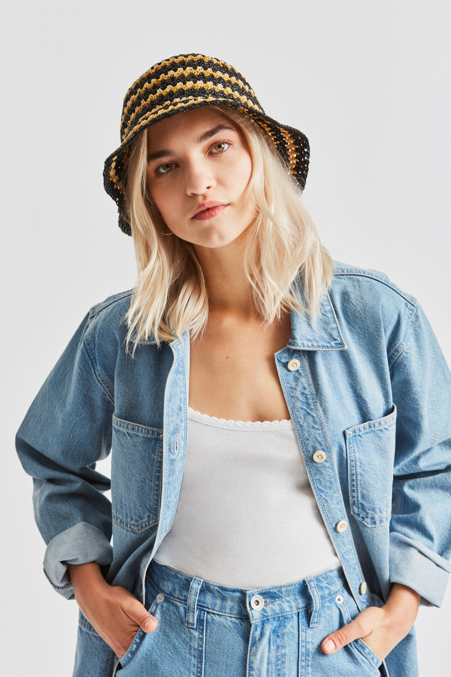 brixton essex raffia bucket hat