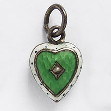 Antique Edwardian Enamel Puffy Heart Charm