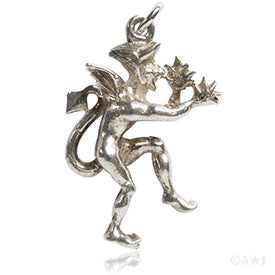 Vintage Silver Dancing Devil Charm Pendant