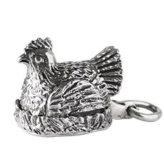 Sterling silver chicken and chicks charm