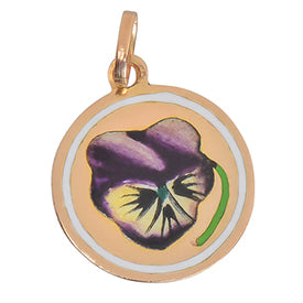 Art Deco gold and enamel pansy flower charm