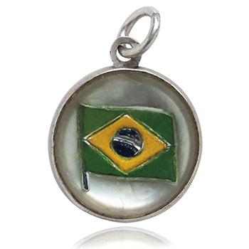 Intaglio reverse crystal Brazil Flag Charm