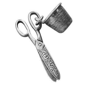 Vintage pair of scissors and thimble sewing charm