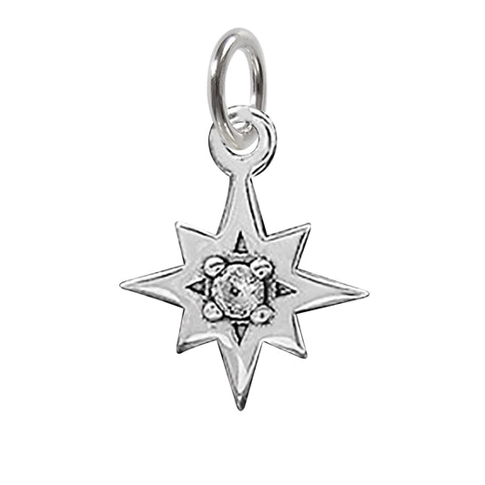 Sterling Silver 8 Point Star Charm with Nano Gem