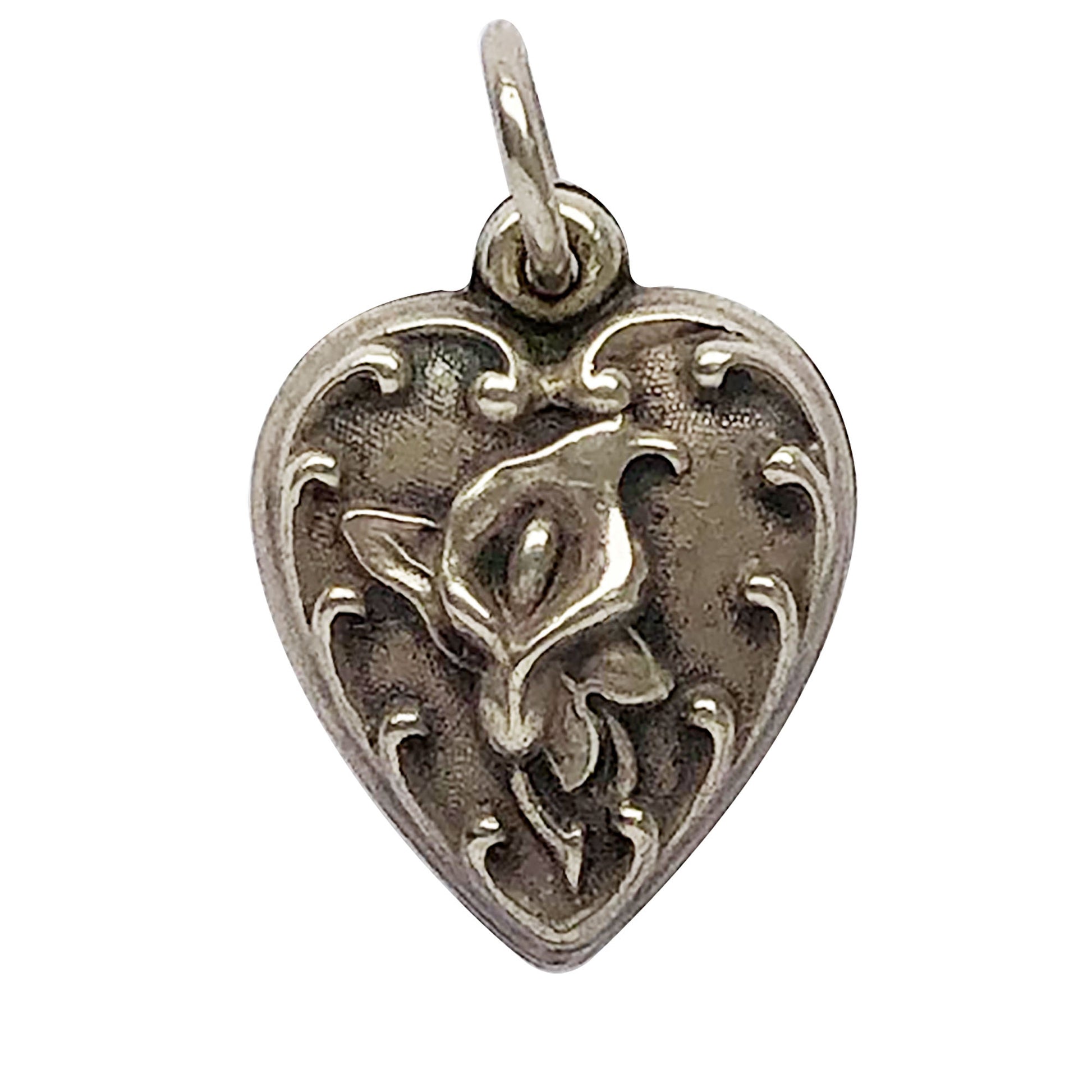 Lily Puffy Heart Charm | 1940s | 925 Sterling Silver – Charmarama