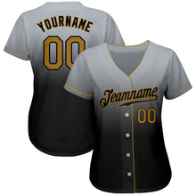 Load image into Gallery viewer, Custom Gray Old Gold-Black Authentic Fade Fashion Baseball Jersey
