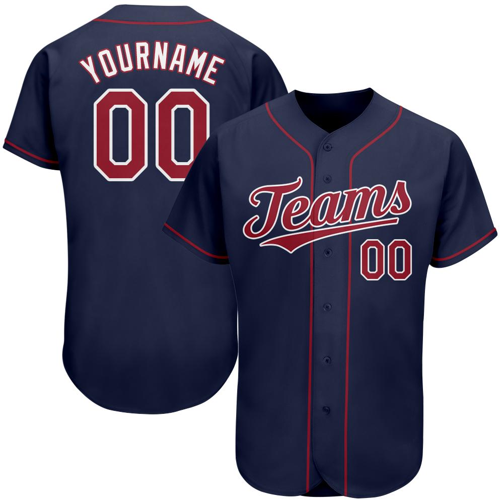 Custom Navy Red-White Authentic Baseball Jersey Sale