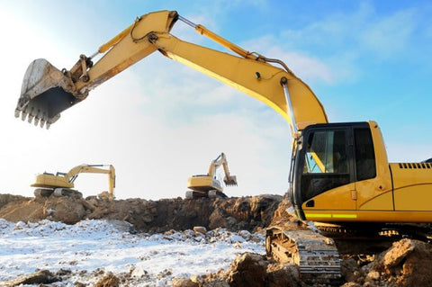 Excavator at Work in Winter