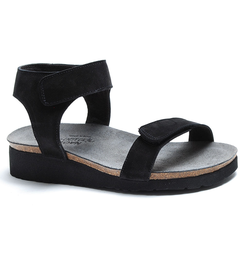 Naot Fiona Sandal - Black Velvet / Khaki / Silver