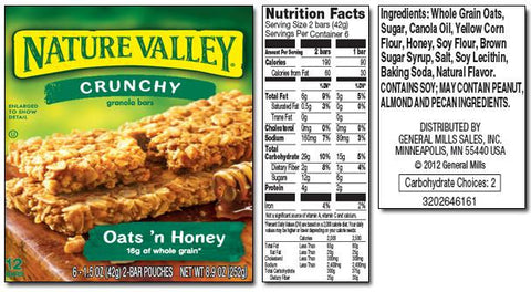 Nature Valley Crunchy Oats N Honey Granola Bars 60ct 1 5 Oz Wellness2u Food Services