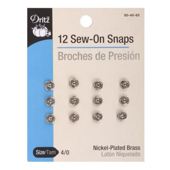 Sew-On Snaps - Size 0 - 10/Pack - Black
