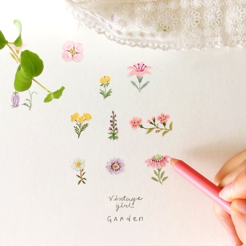 Class101 小さくて可愛いお花の色鉛筆イラスト