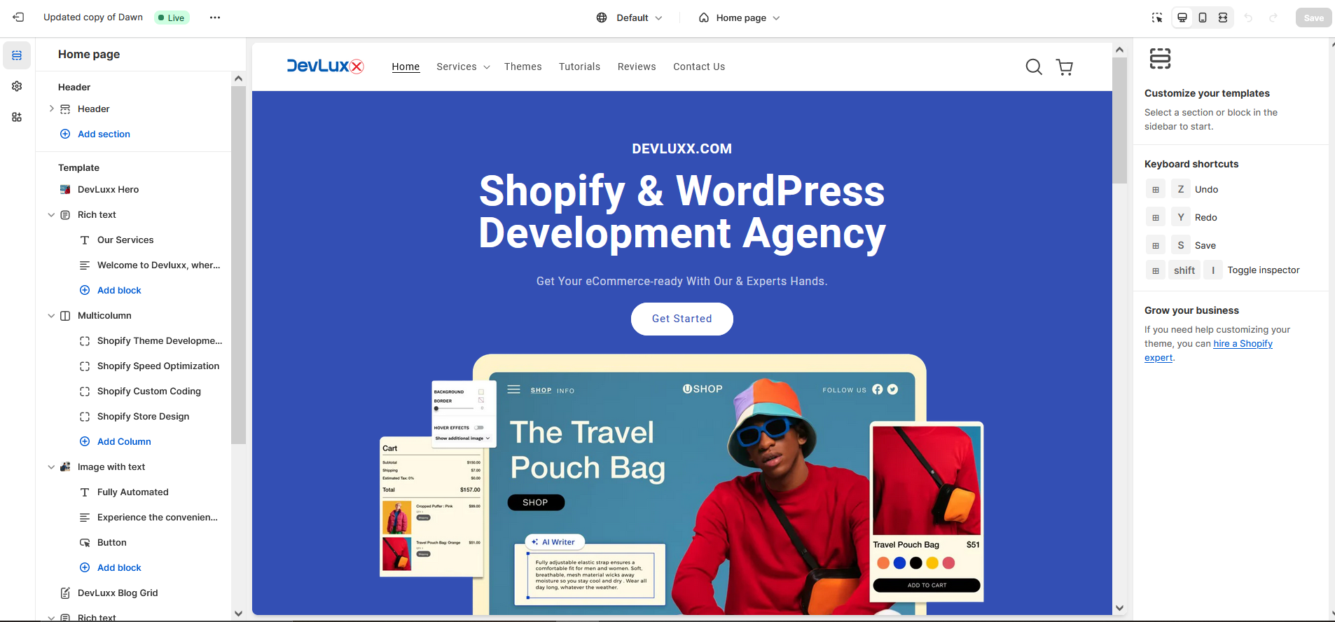 Shopify Theme Customization Dashboard