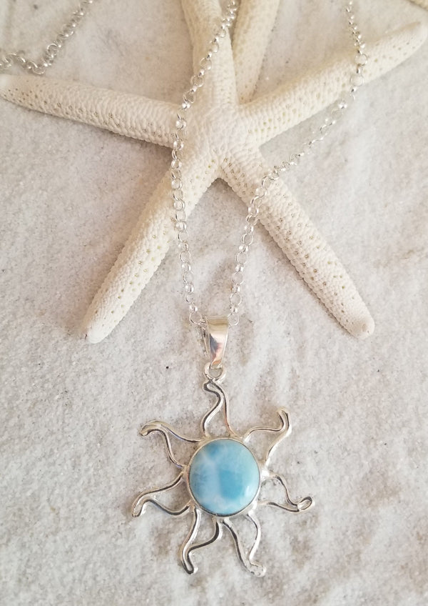 LARIMAR & Sterling Silver BIG STARFISH with ITALIAN Sterling