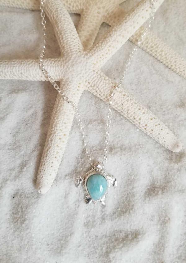 Larimar & Sterling Silver Turtle (Small Turtle) Hook Bangle Bracelet –  LarimarOcean