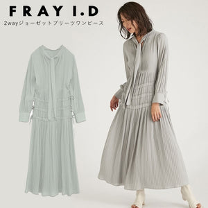 即納 フレイアイディー Fray I D 21春夏 2wayジョーゼットプリーツワンピース レディース ワンピース ロングワンピース ボウ サステナモール