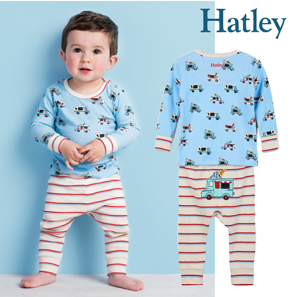 Hatley ハットレイ ベビー パジャマ オーガニックコットン 長袖 上下 赤ちゃん アイスクリーム屋さん ブランド 子供 おすすめ 男の サステナブルなecサイト サステナモール