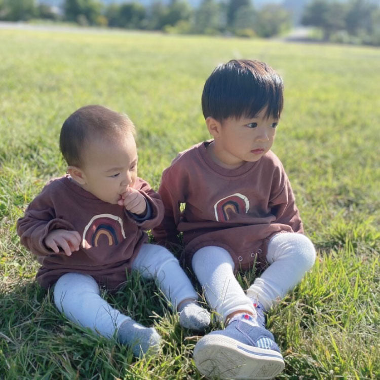 ベビー服 セットアップ 上下セット 子供服 子ども服 ロンパース 男の子 女の子 ベビー キッズ 秋冬 秋 冬 春 夏 虹 シンプル 長袖 サステナブルなecサイト サステナモール