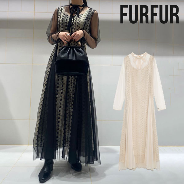 ファーファー FURFUR 21秋冬2nd フラワー刺繍ロングドレス レディース