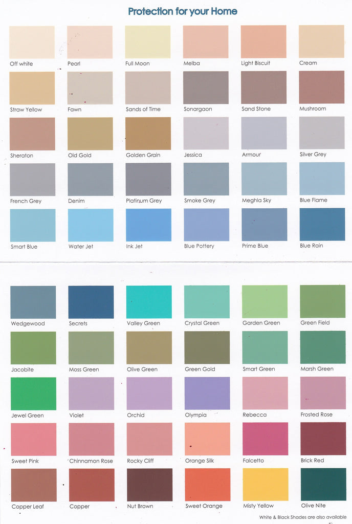 Shade card — Roxypaints Limited
