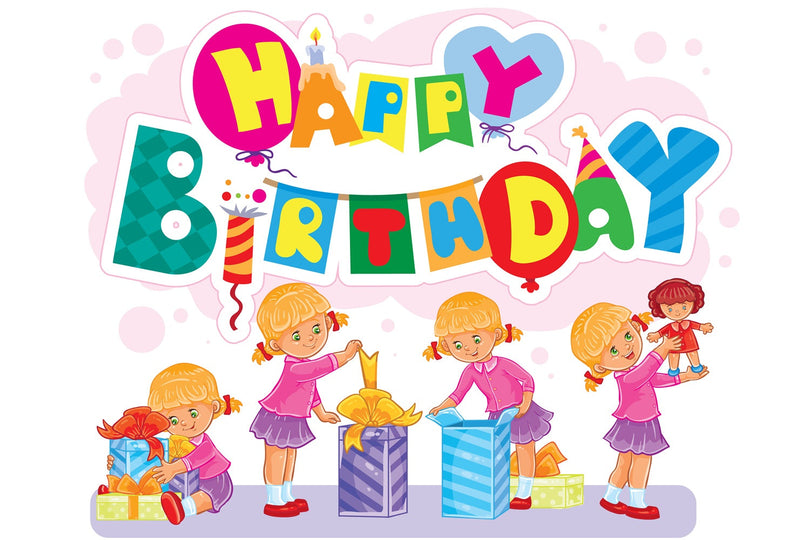 Toile de fond Anniversaire Personnalisable Petite Fille Mignonne Fête TWW3-76 Image 1