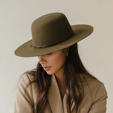 Olive Rue flat brim felt hat