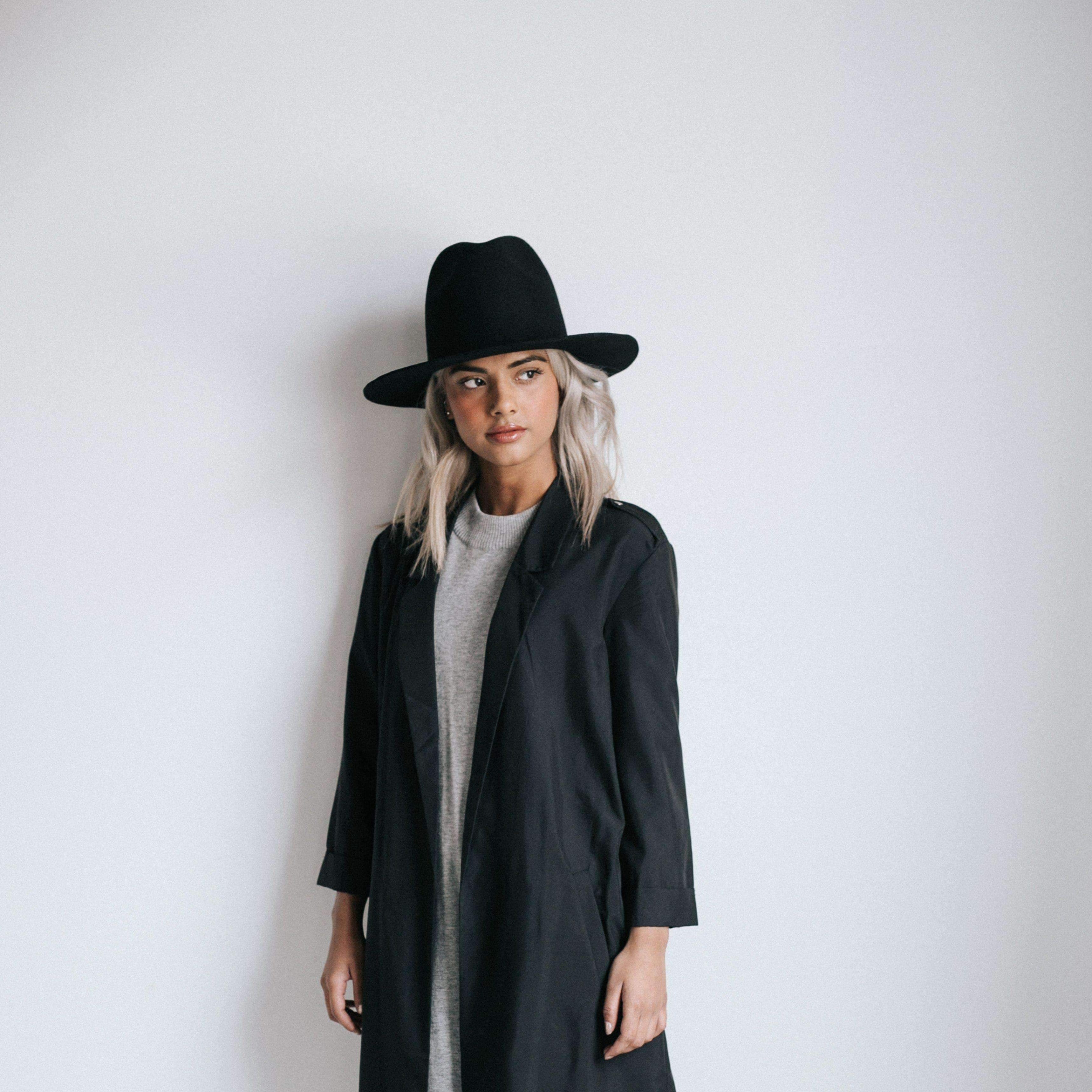 Billie Tall Fedora - Black BLEMISHED