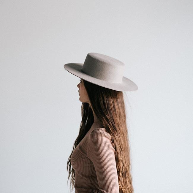 Dahlia Boater Hat for Women - Light Grey BLEMISHED