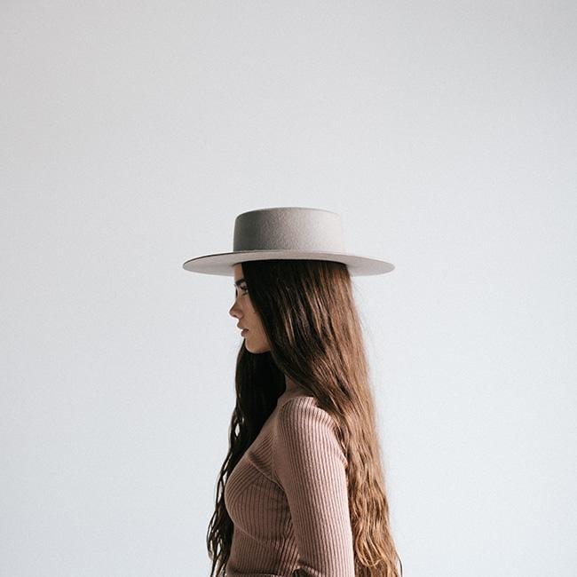 Dahlia Boater Hat for Women - Light Grey BLEMISHED