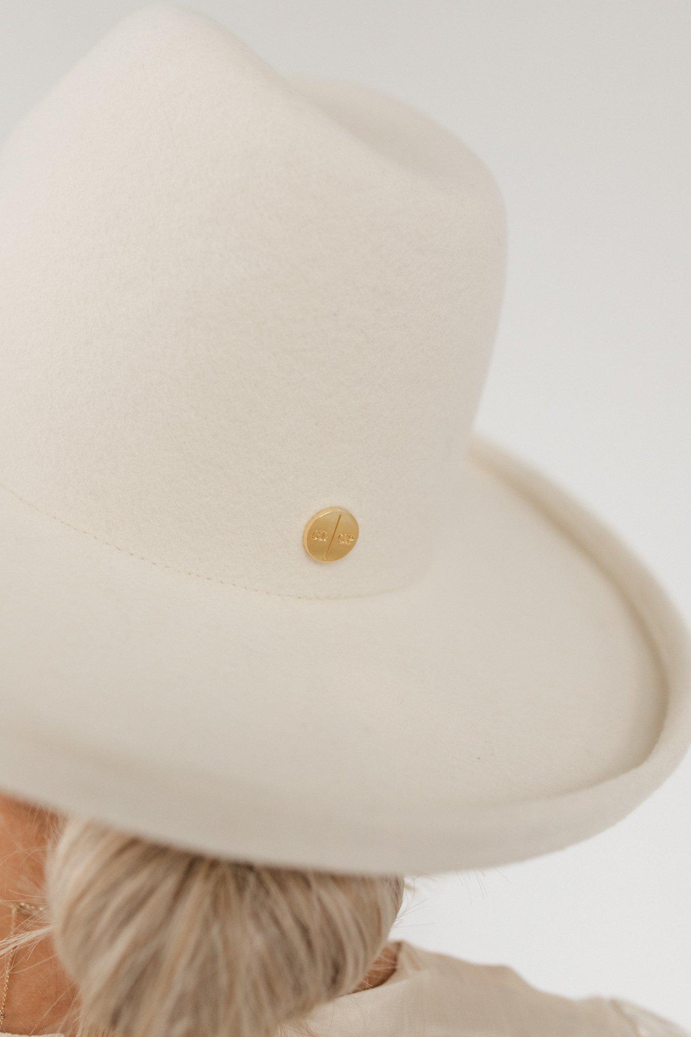 The Cara Loren Pencil Brim Hat - Off White BLEMISHED