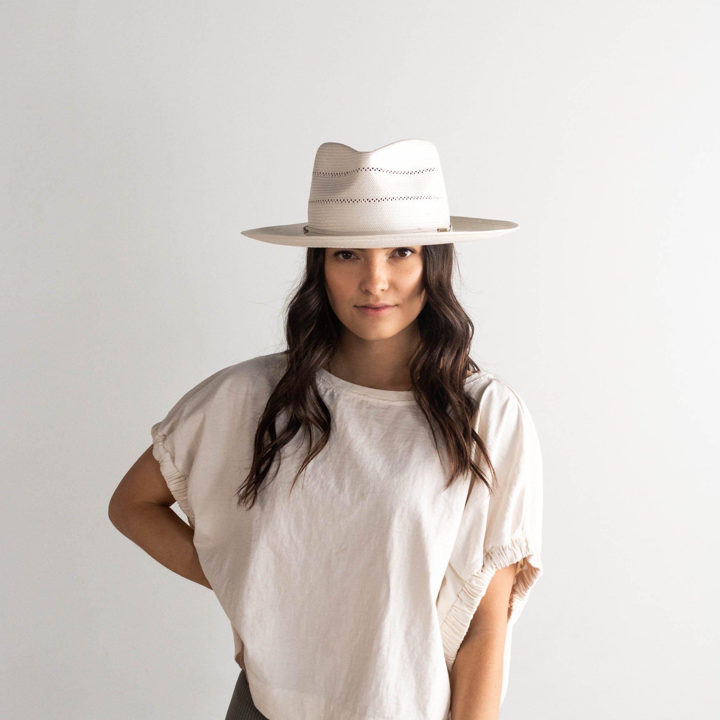 Arlo Hat With Cream Band - Straw Teardrop Fedora BLEMISHED