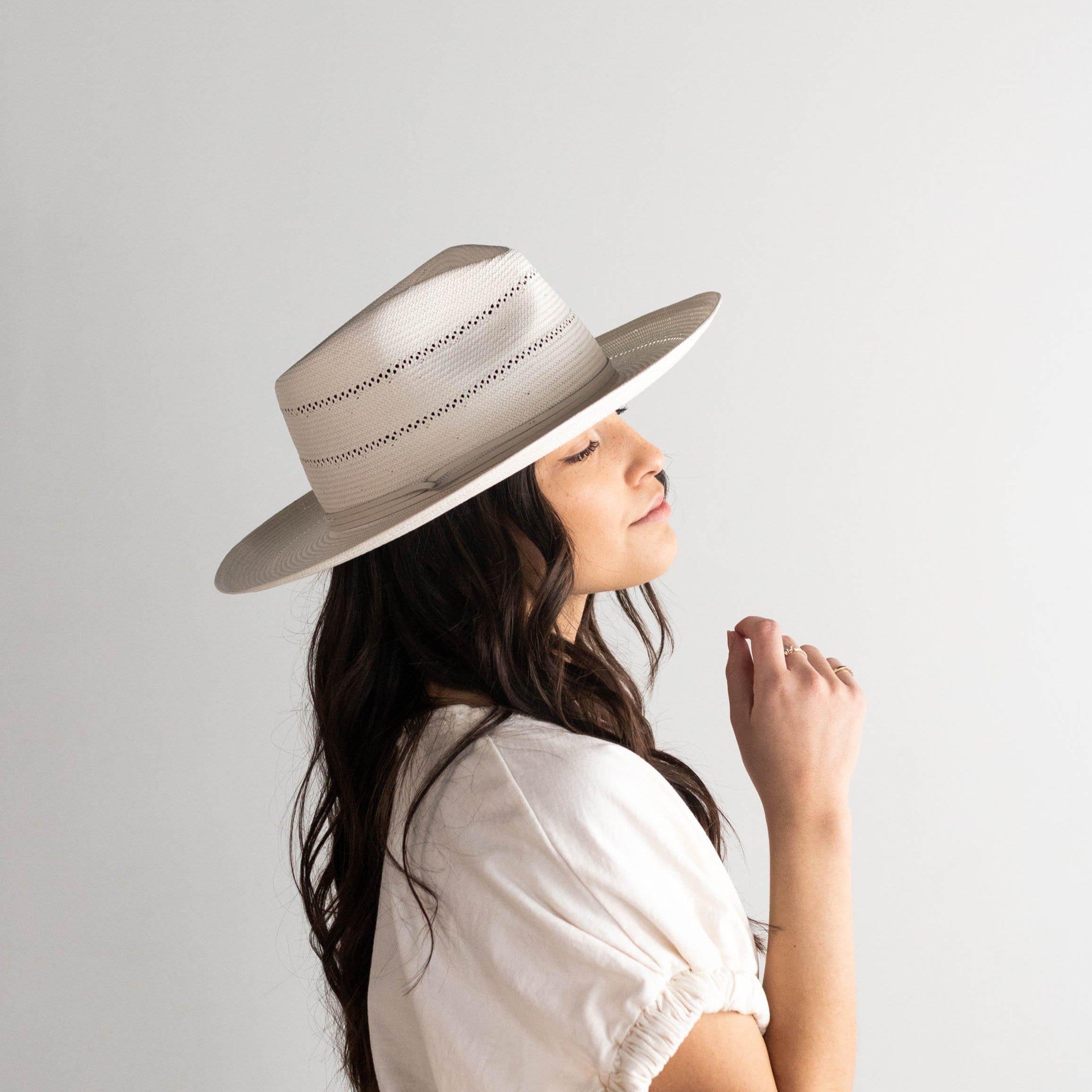 Arlo Hat With Cream Band - Straw Teardrop Fedora BLEMISHED